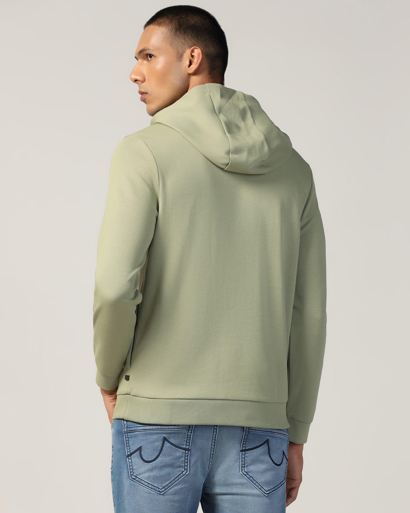 Hoodie Oil Green Solid Sweatshirt - Snape