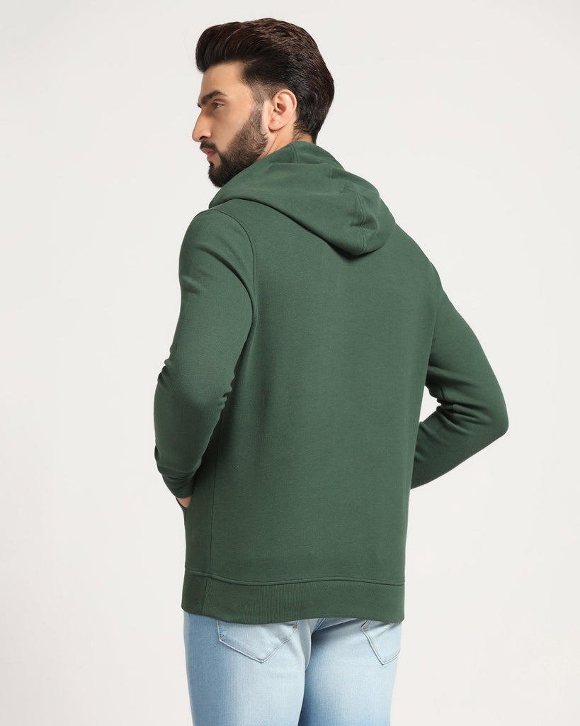 Hoodie Bottle Green Solid Sweatshirt - Feb