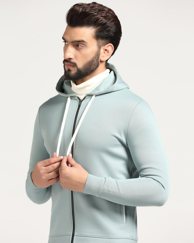 Hoodie Mint Green Solid Sweatshirt - Morgo