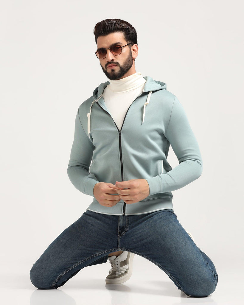 Hoodie Mint Green Solid Sweatshirt - Morgo