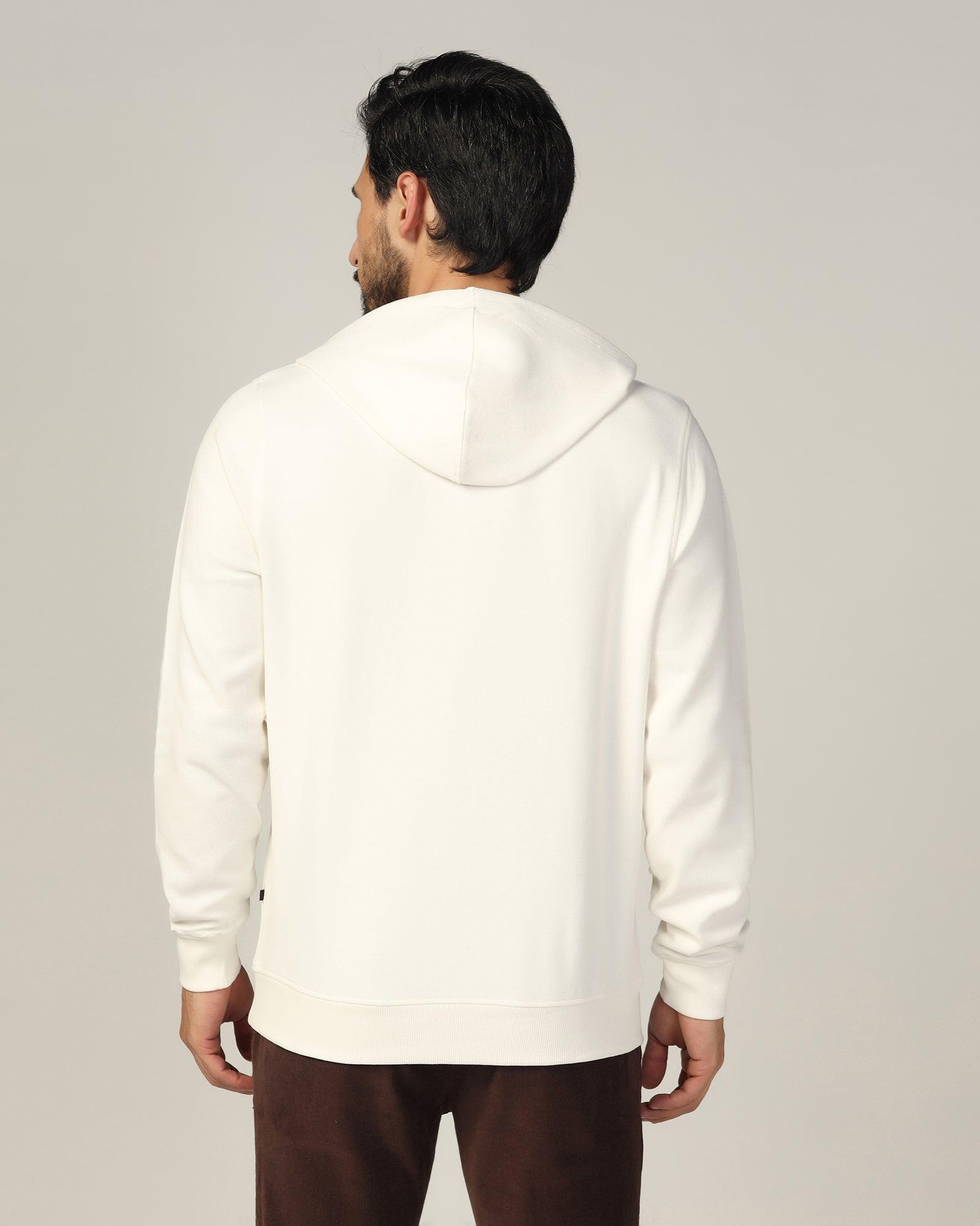 Hoodie Off White Solid Sweatshirt - Feb - Blackberrys