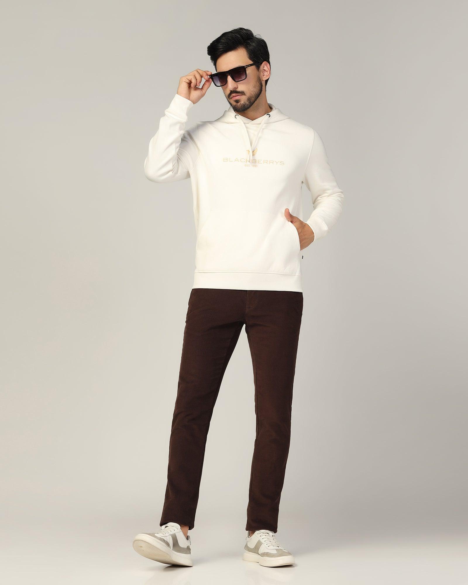 Hoodie Off White Solid Sweatshirt - Feb - Blackberrys