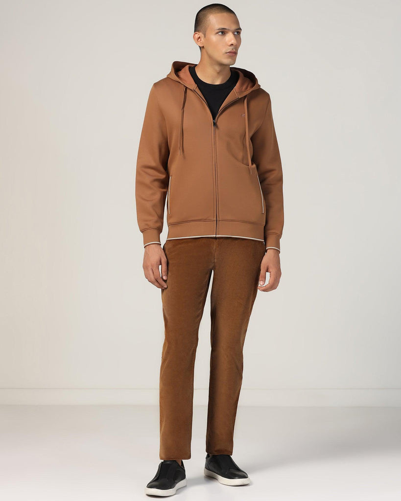 Hoodie Tobacco Brown Solid Sweatshirt - Morgo