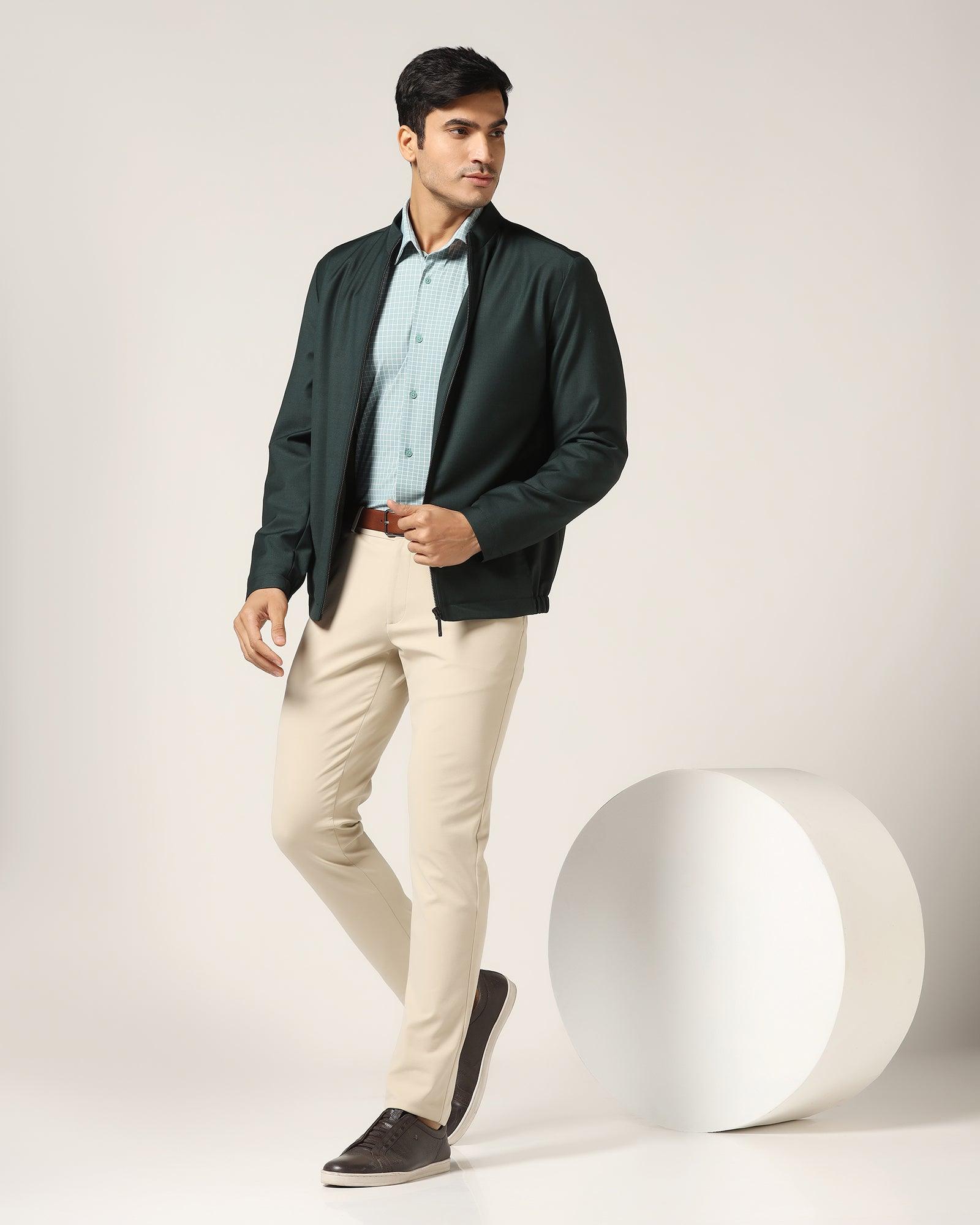 TechPro Green Solid Zipper Jacket - Zeno - Blackberrys