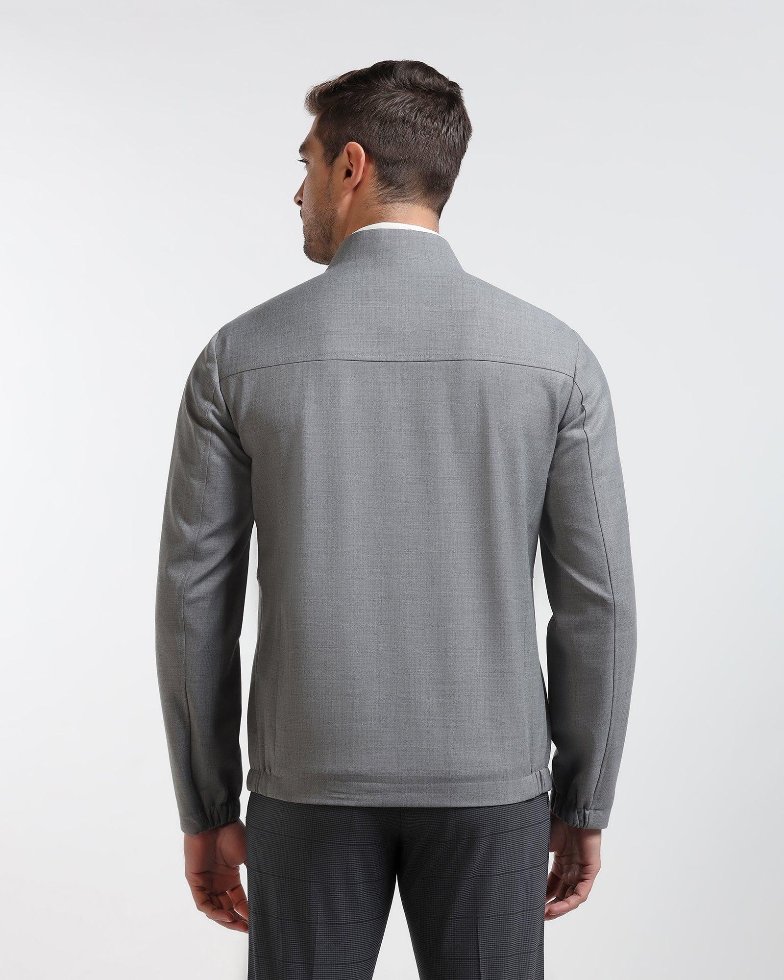 TechPro Grey Solid Zipper Jacket - Zeno