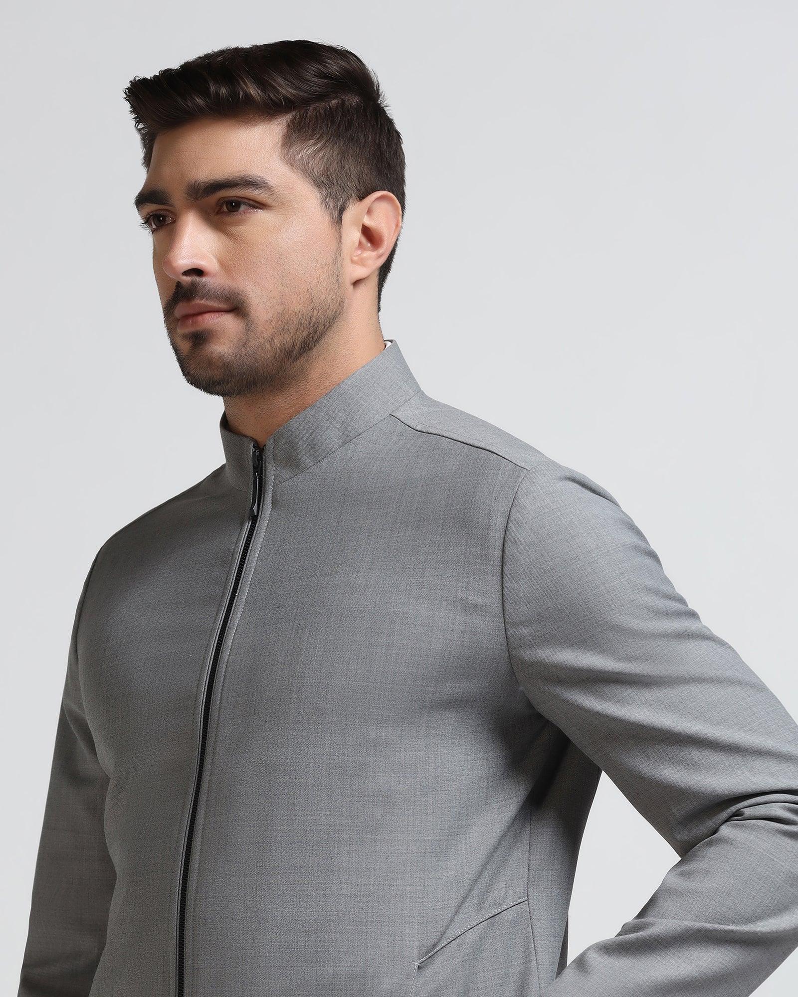 TechPro Grey Solid Zipper Jacket - Zeno - Blackberrys
