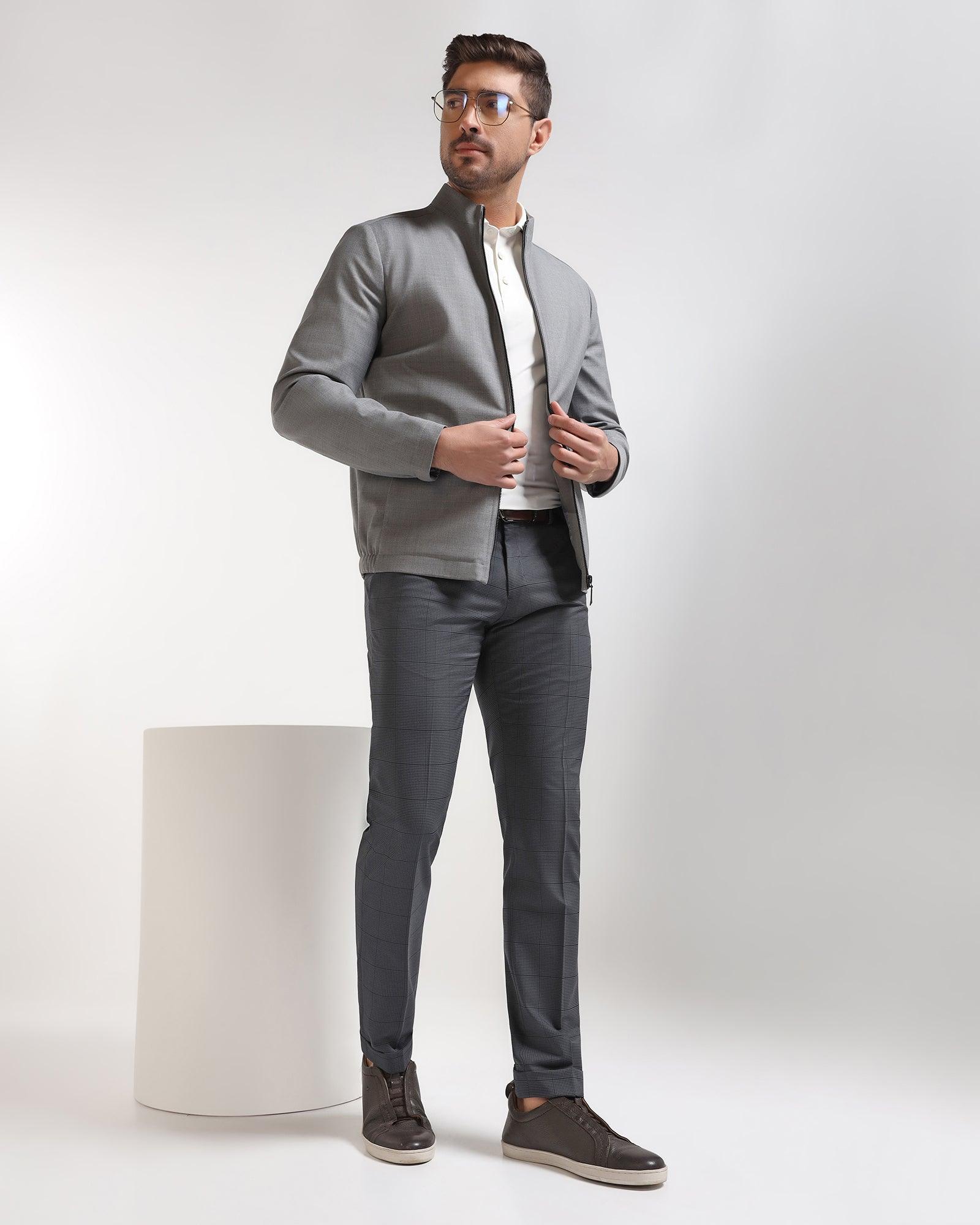 TechPro Grey Solid Zipper Jacket - Zeno - Blackberrys