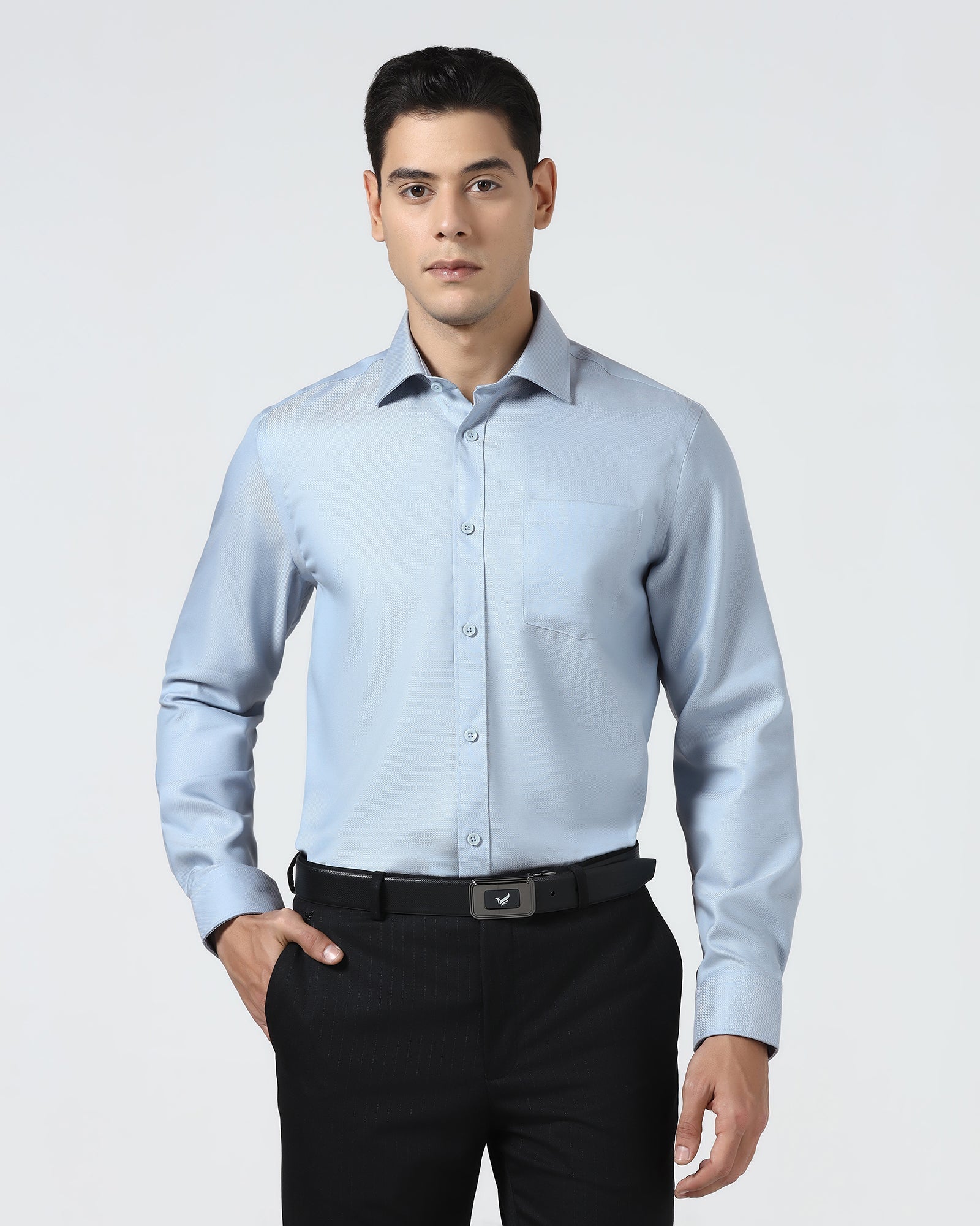 Ice Blue Non Iron Textured Shirt - Eliot