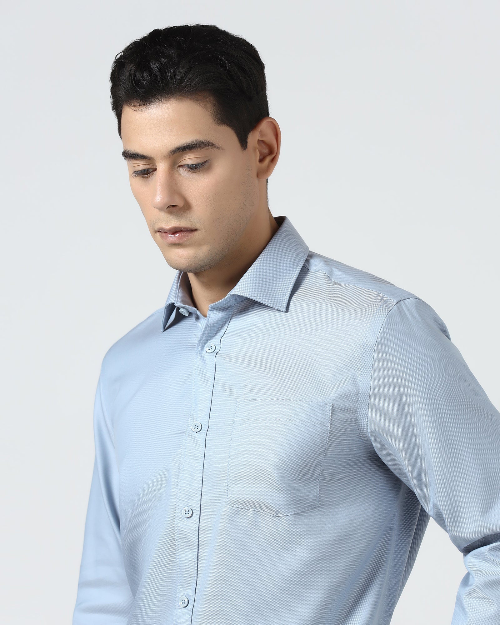 Ice Blue Non Iron Textured Shirt - Eliot