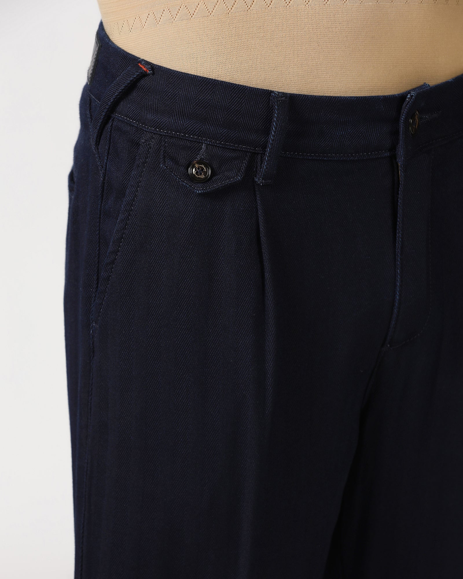 Indigo Super Clean Pleated Comfort Fit Jeans - Cora