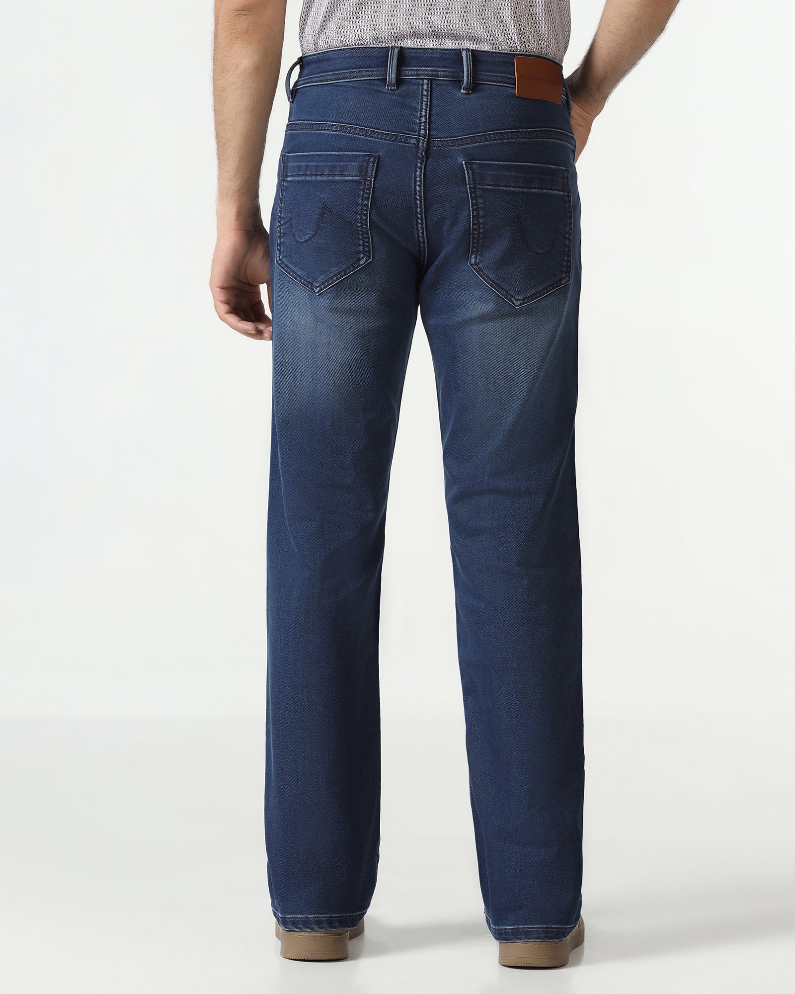 Indigo Ultrasoft Straight Comfort Jeans - Leopord