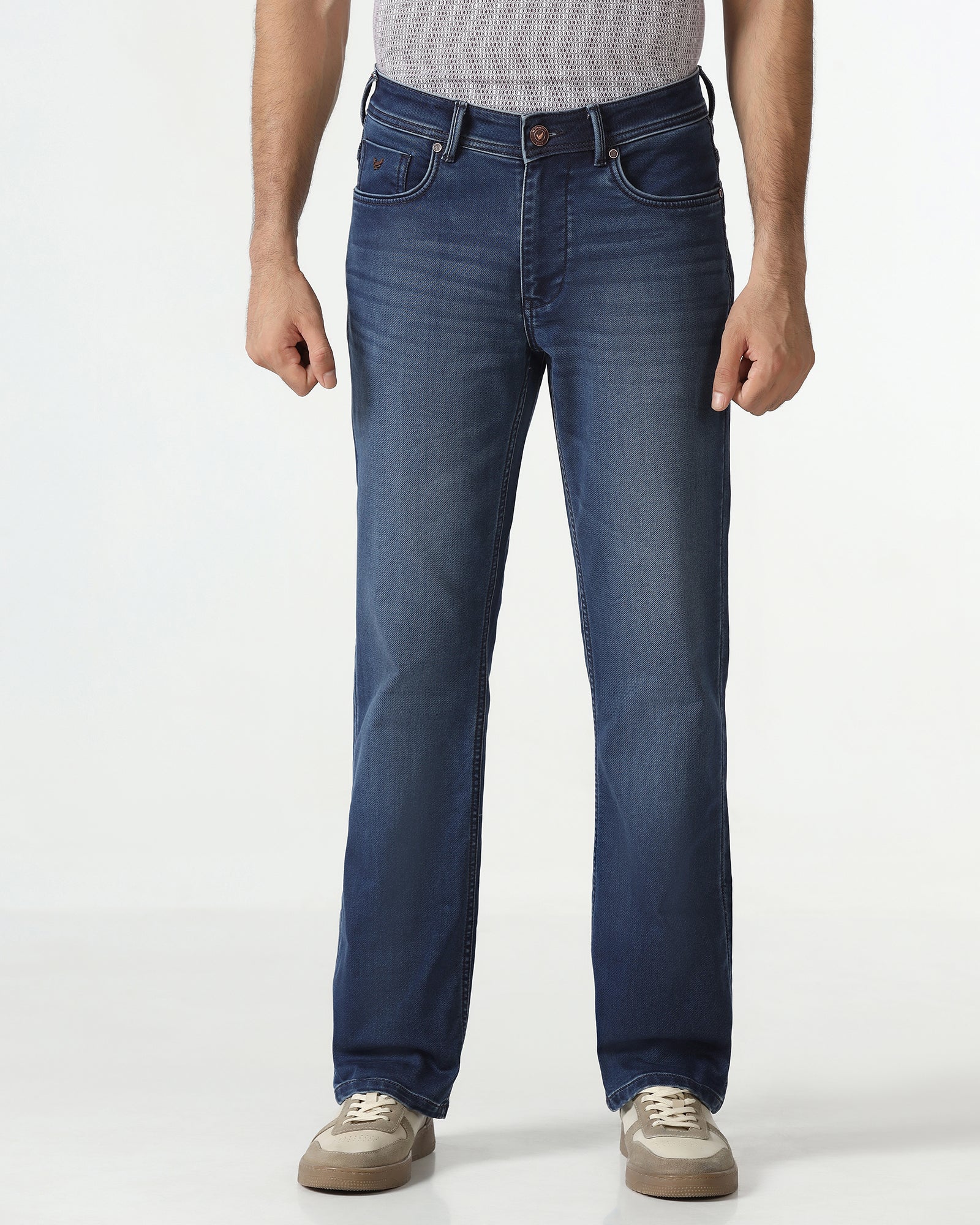 Indigo Ultrasoft Straight Comfort Jeans - Leopord