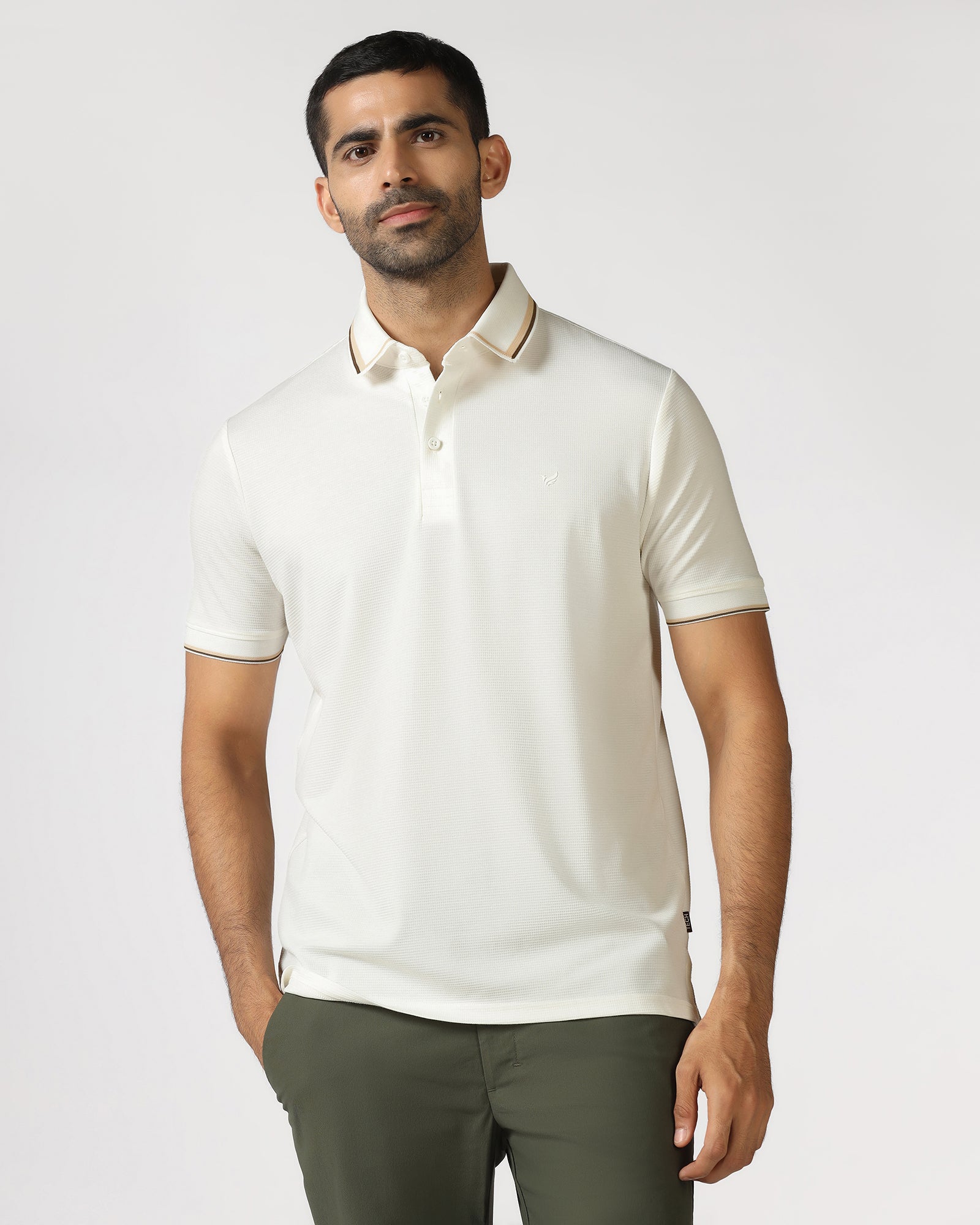 Buy Ivory White TechPro Textured Polo From Titan Collection