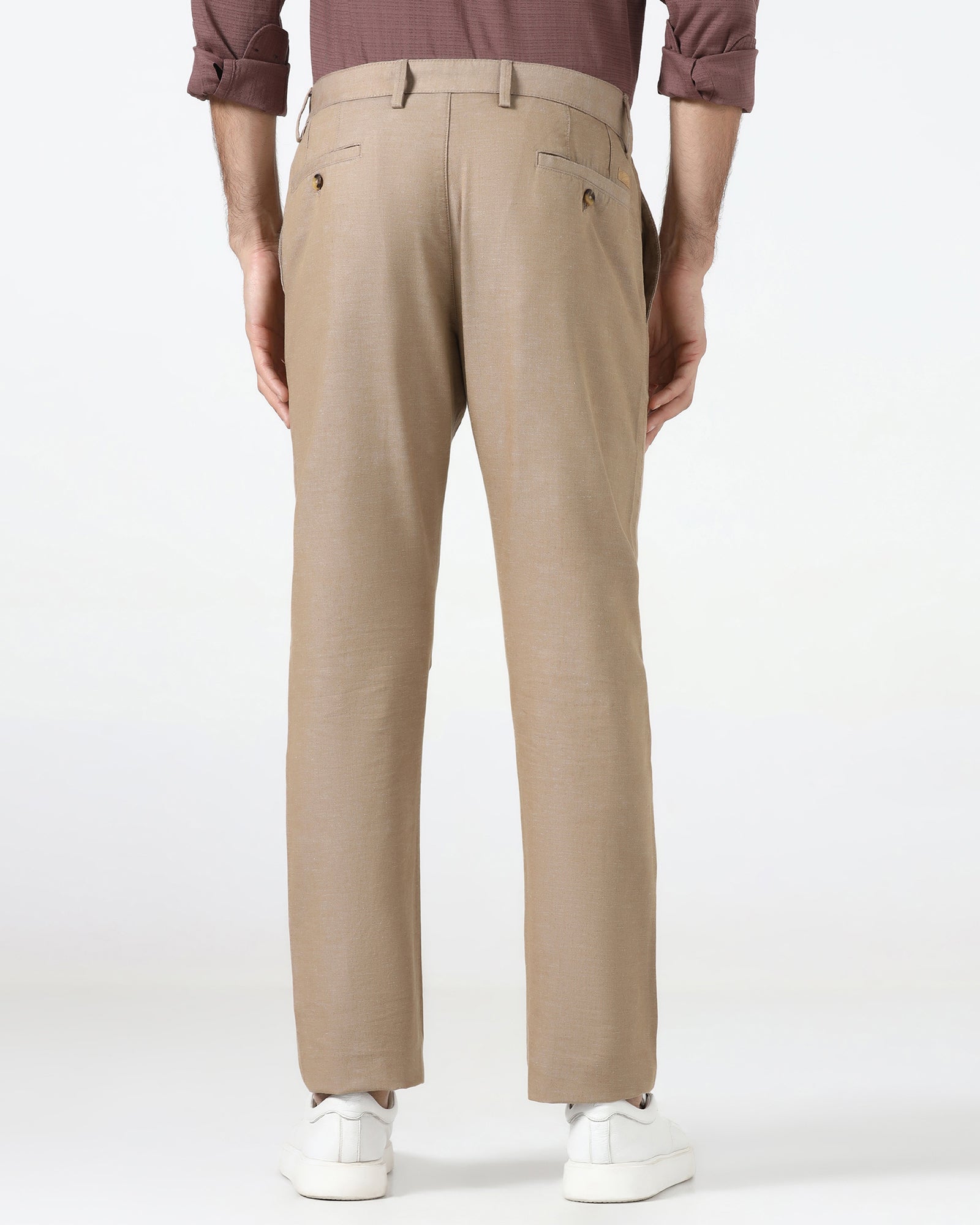 Khaki Linen Solid Khakis - Judas