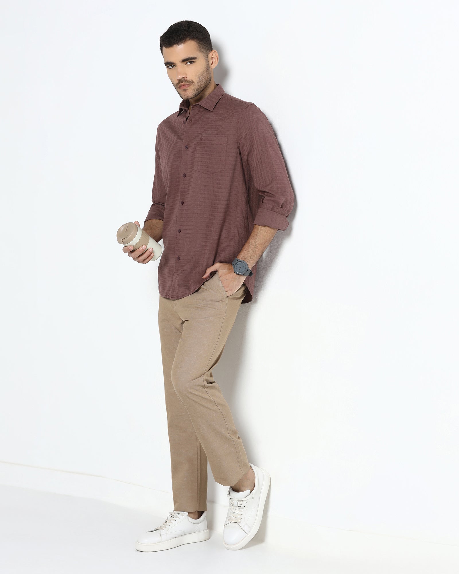 Khaki Linen Solid Khakis - Judas