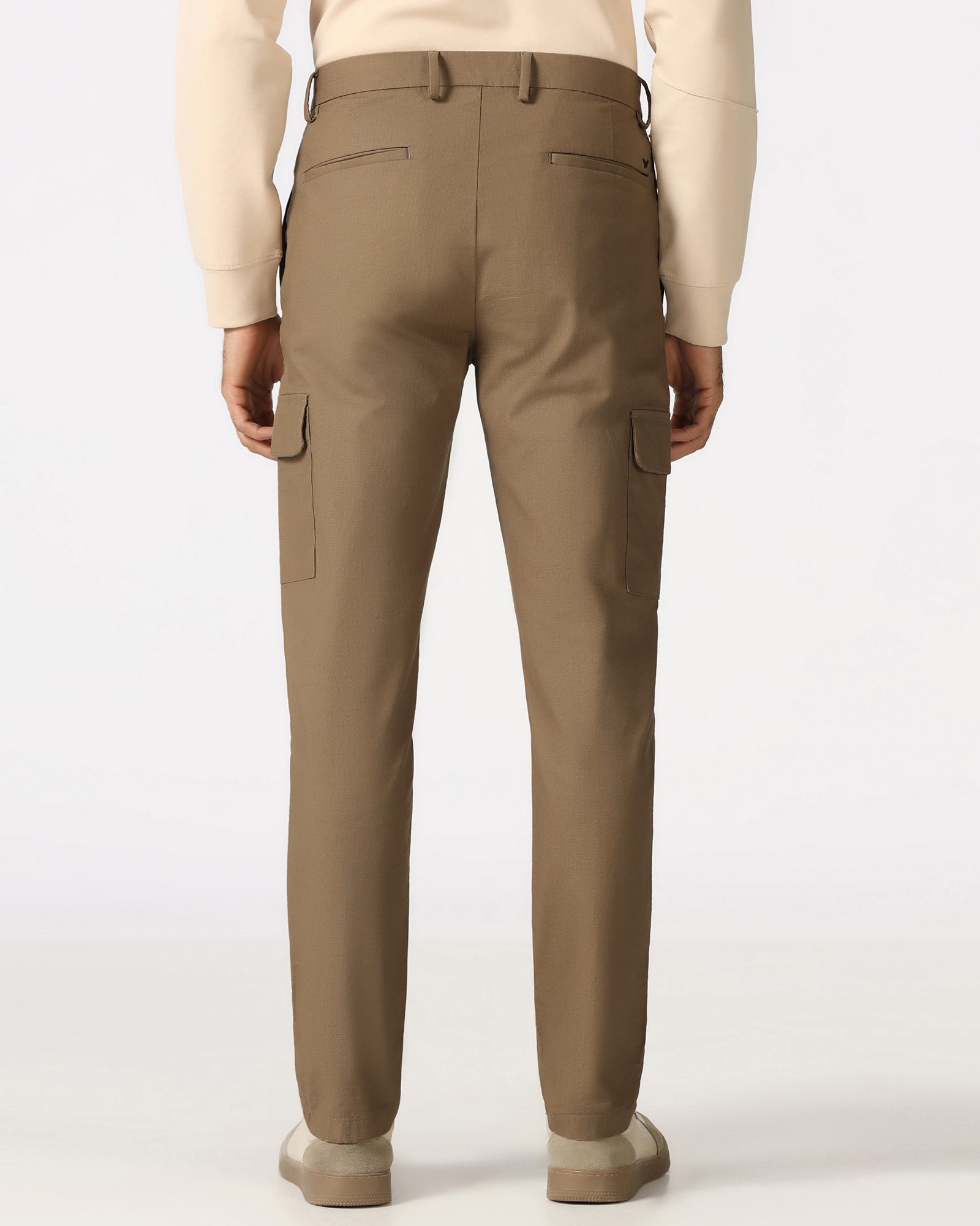 Khaki Relaxed Fit Textured Pant - Rill