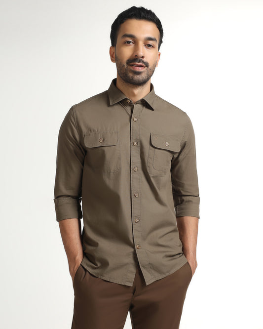 Khaki Solid Shirt - Renob