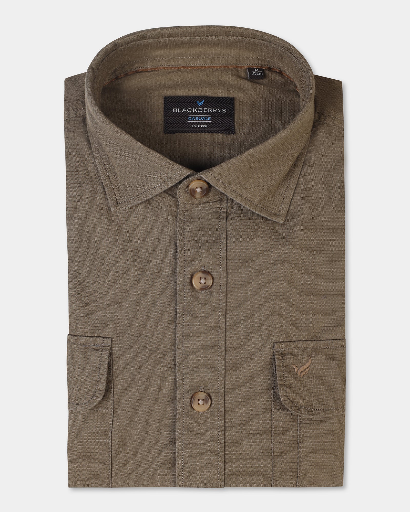 Khaki Solid Shirt - Renob