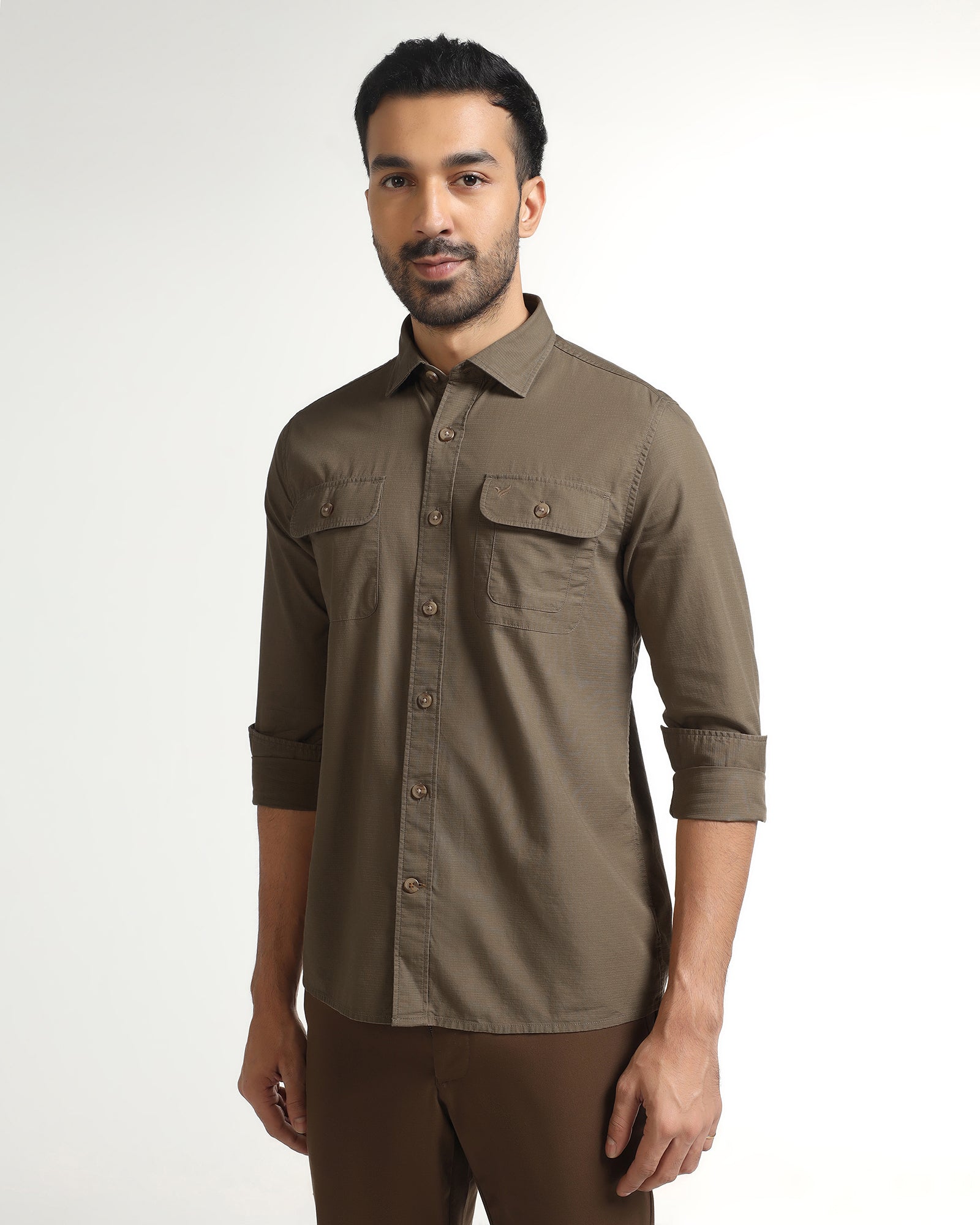Khaki Solid Shirt - Renob