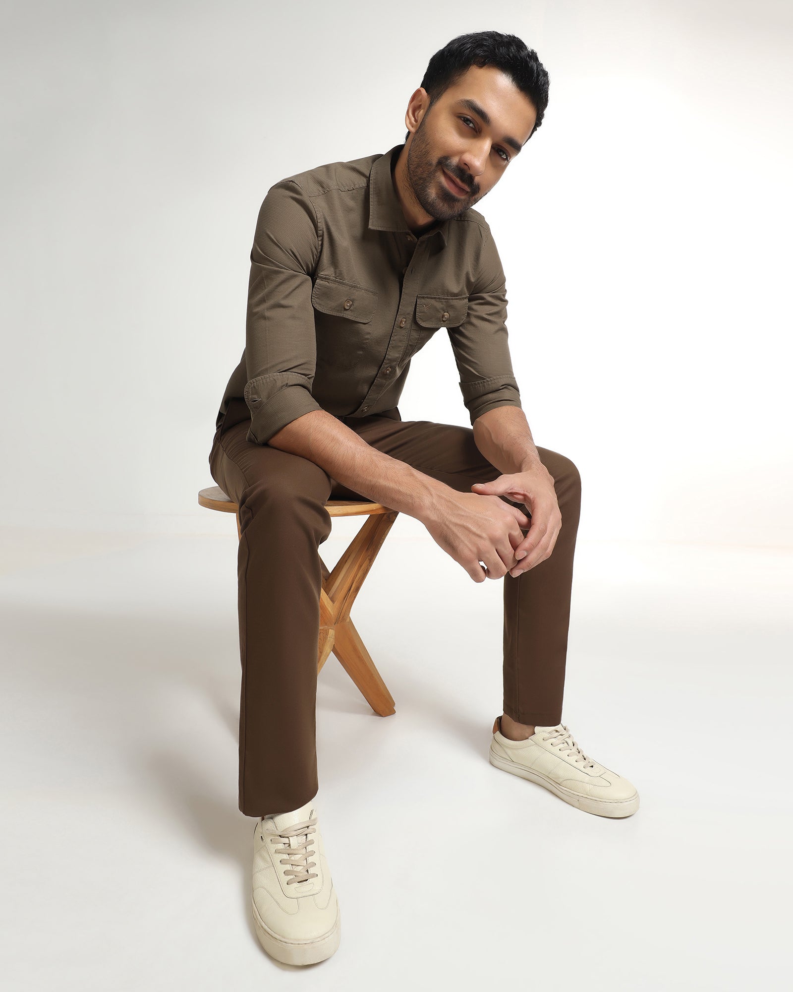 Khaki Solid Shirt - Renob