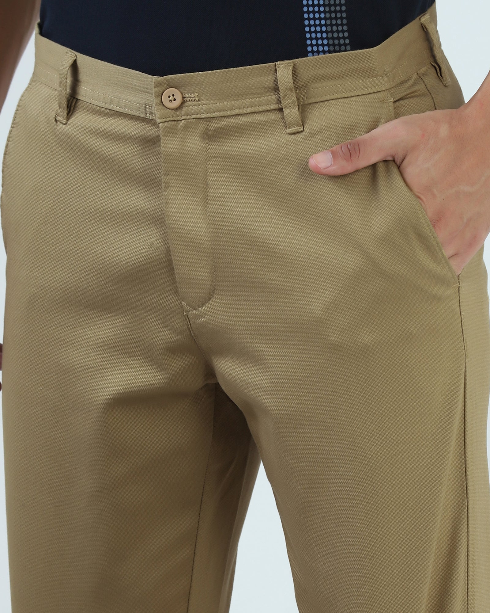 Khaki Textured Khakis - Wide