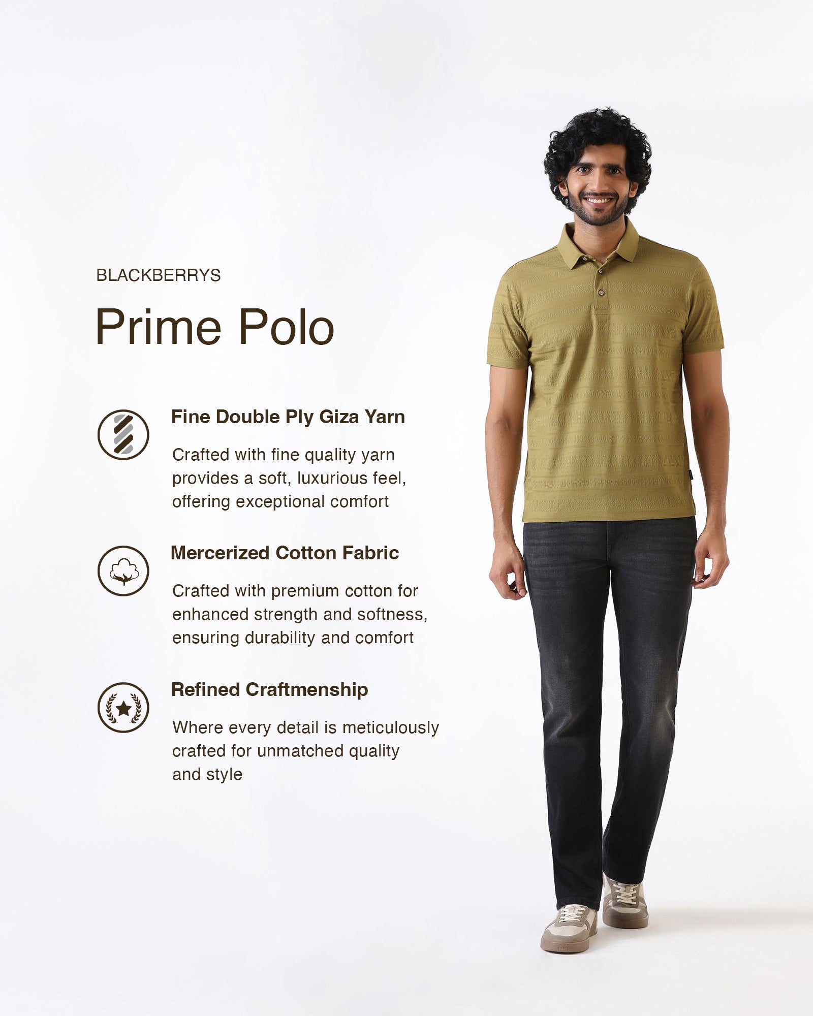 Khaki Textured Polo - Tomb