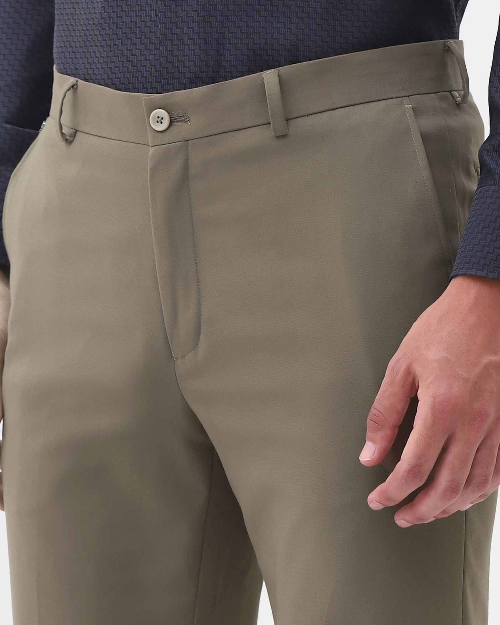 Khaki Textured Trouser - Morfe