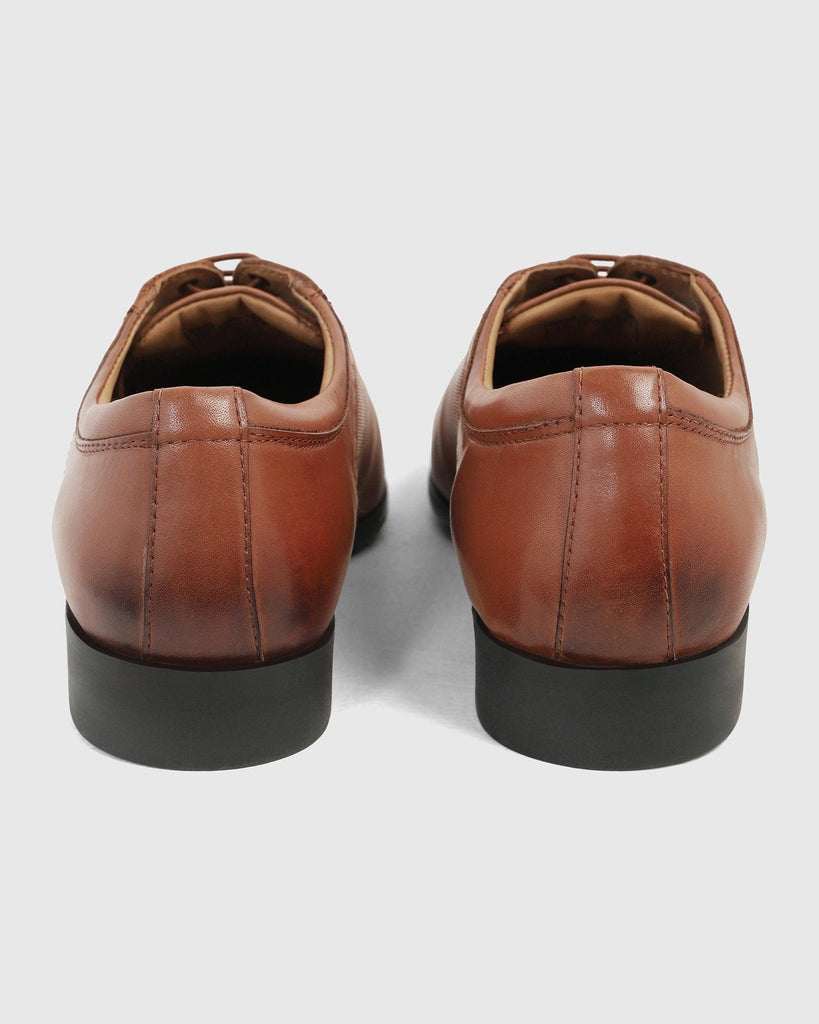 Must Haves Leather Tan Textured Oxford Shoes - Kiwi