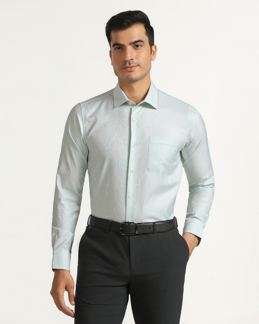 Luxe Formal Aqua Jacquard Shirt - Zinnia
