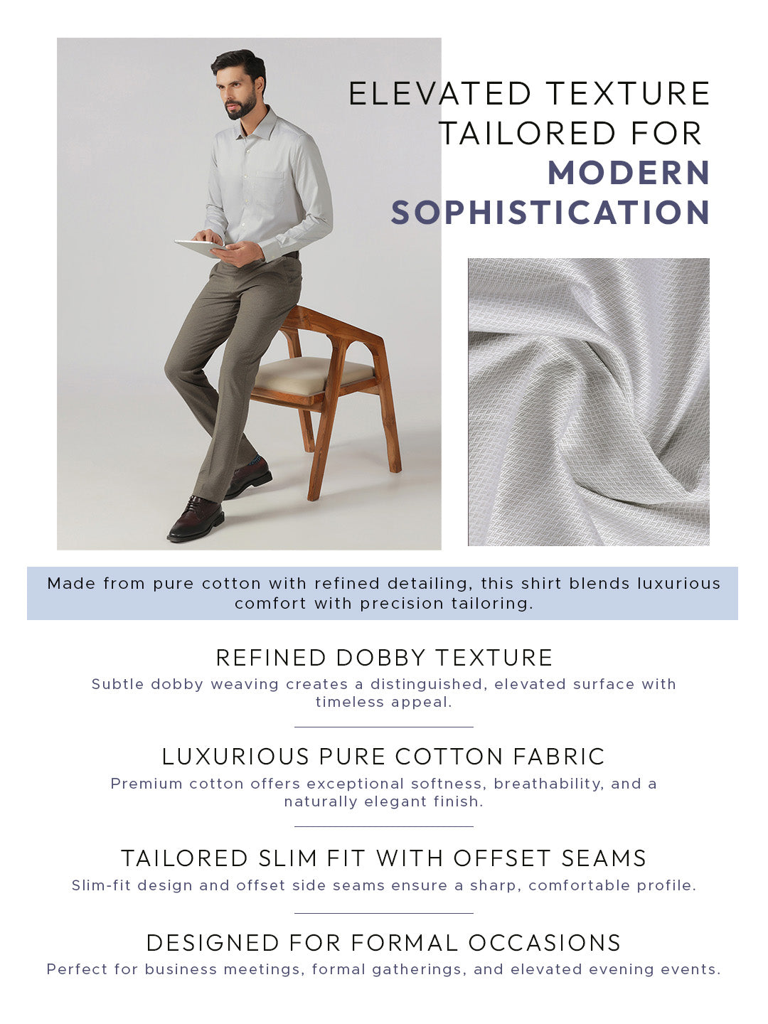 Grey Luxe Textured Shirt - Honor