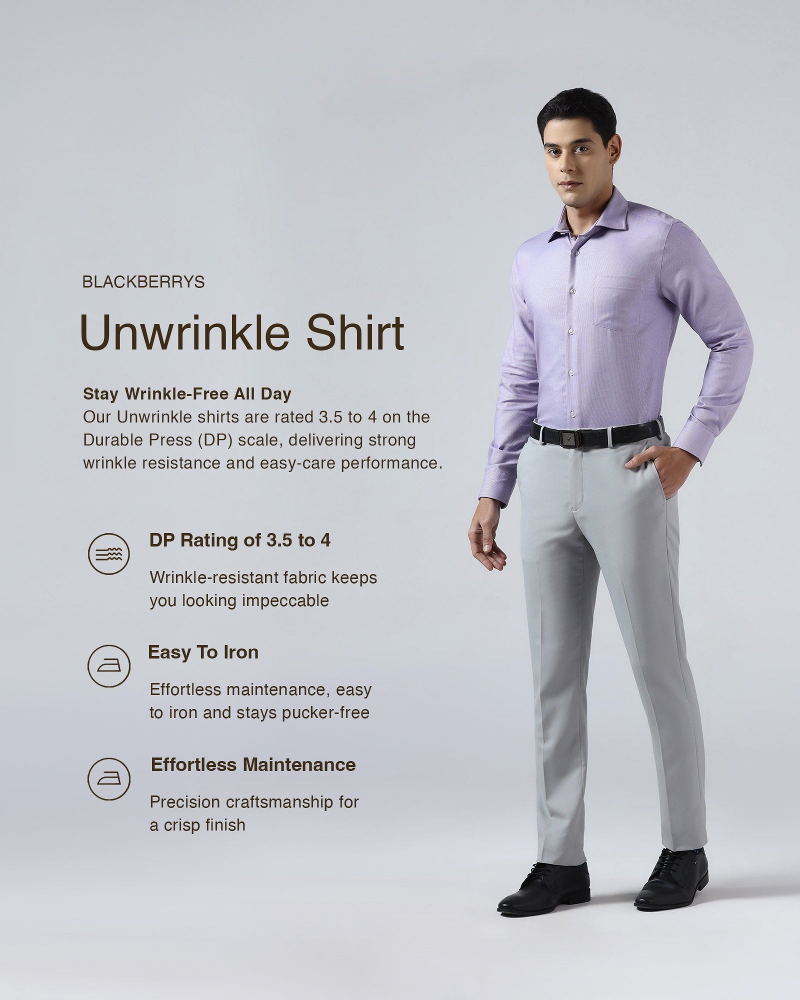 Lavender Non Iron Textured Shirt - Ester