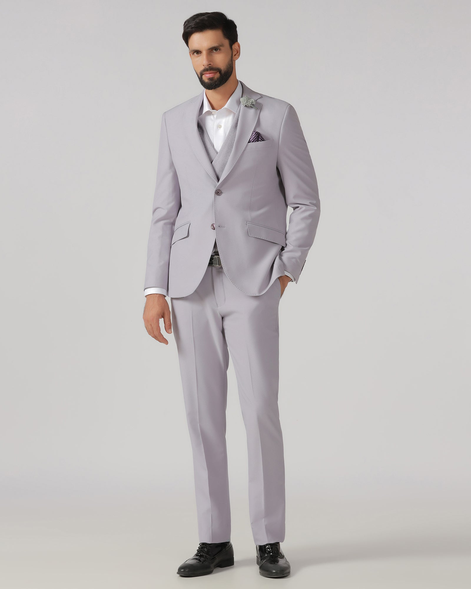 Lavender Three Piece Textured Suit - Heddle