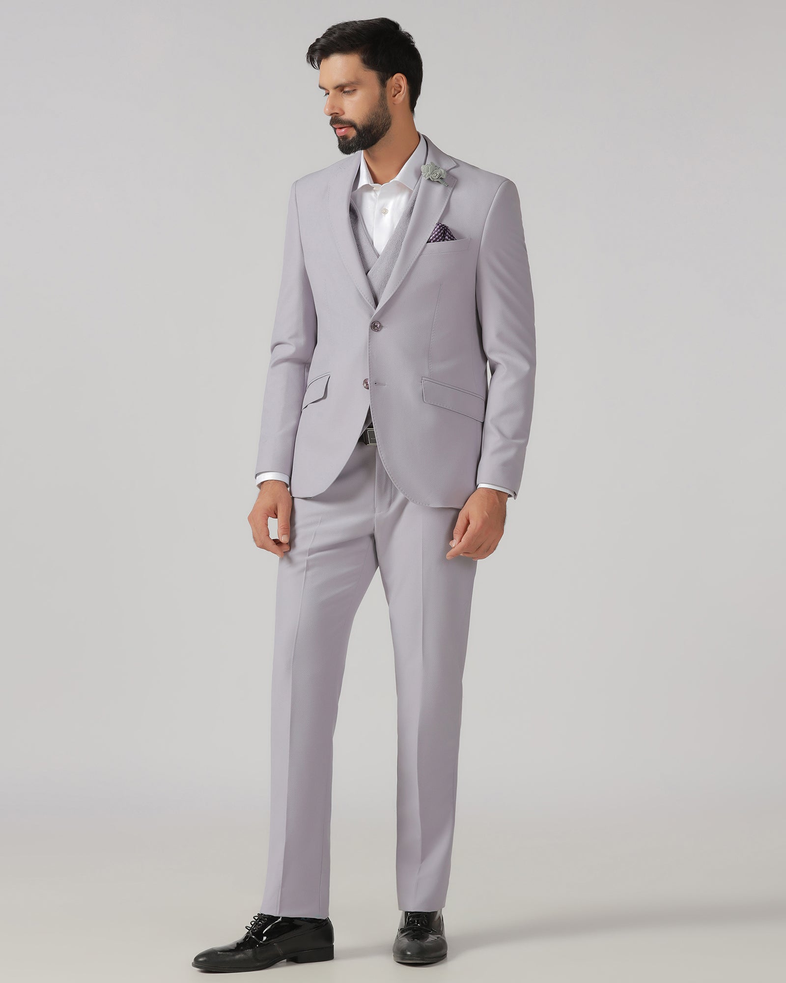 Lavender Three Piece Textured Suit - Heddle