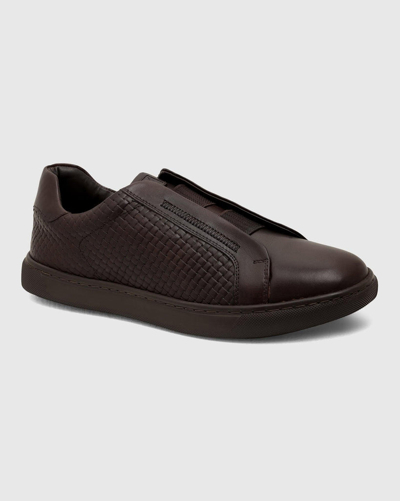 Leather Brown Textured Sneakers - Truby