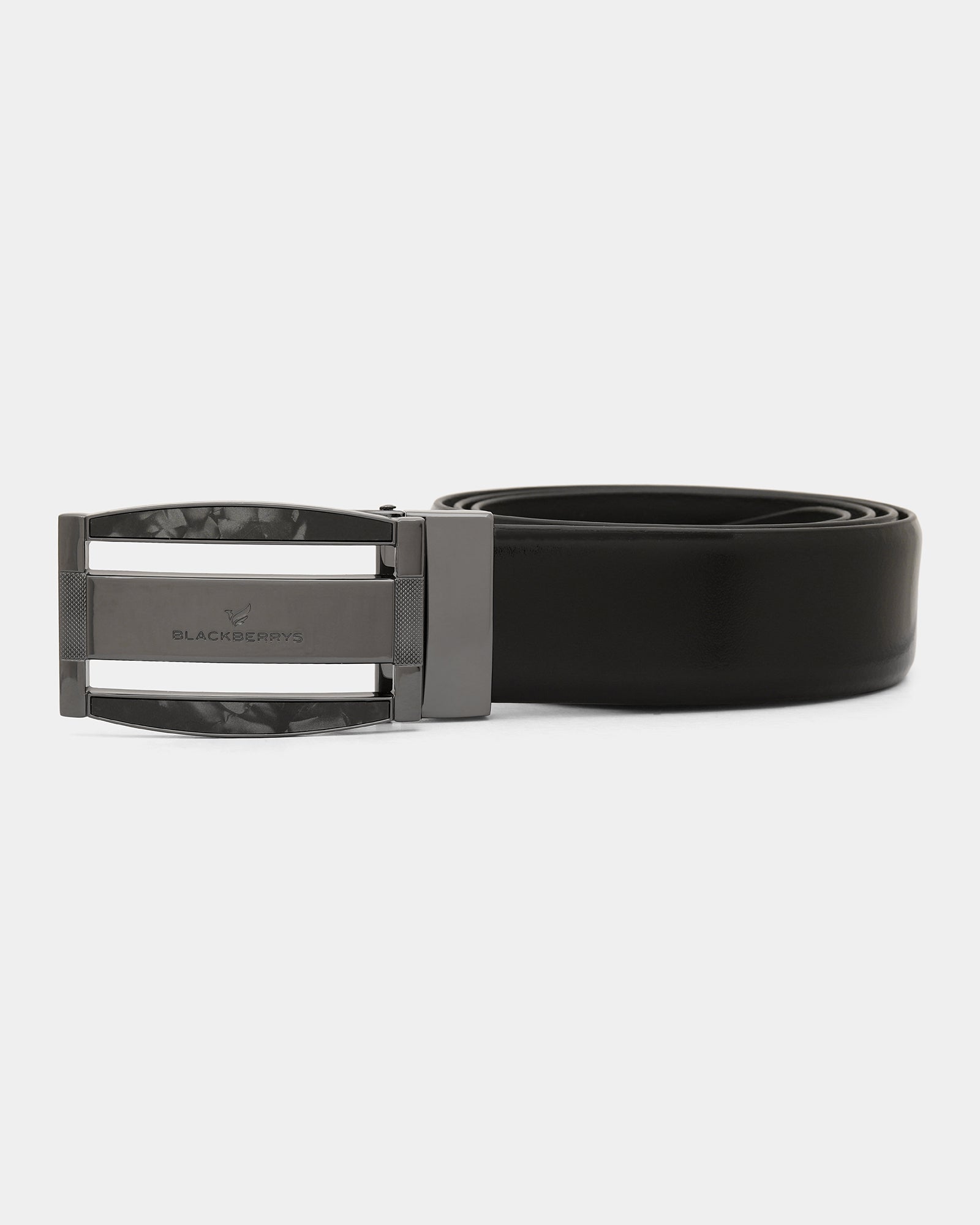 Leather Black Solid Belt - Alnoite