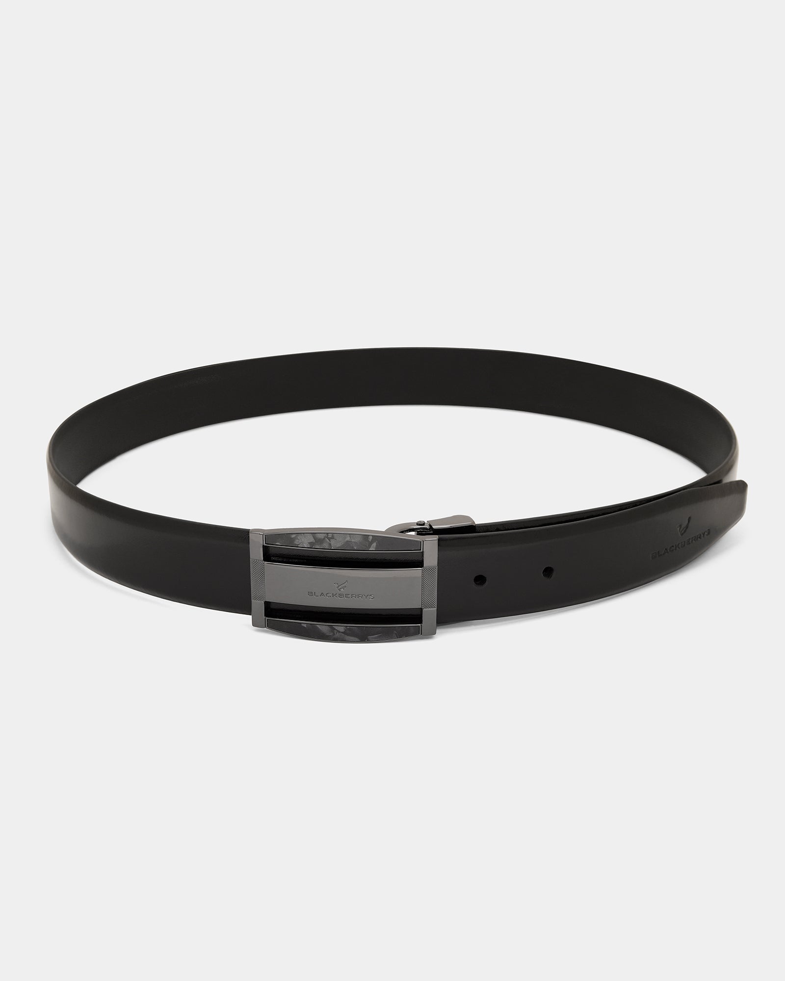 Leather Black Solid Belt - Alnoite