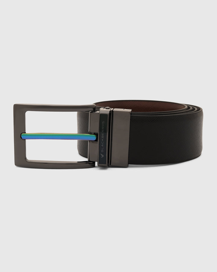 Leather Reversible Black & Brown Solid Belt - Urko