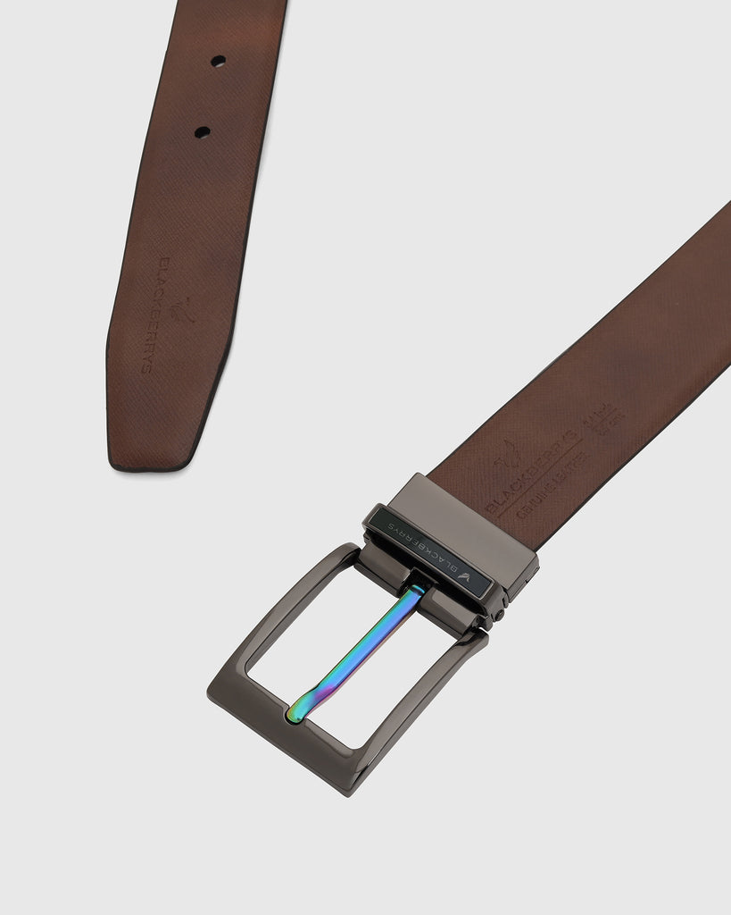 Leather Reversible Black & Brown Solid Belt - Urko