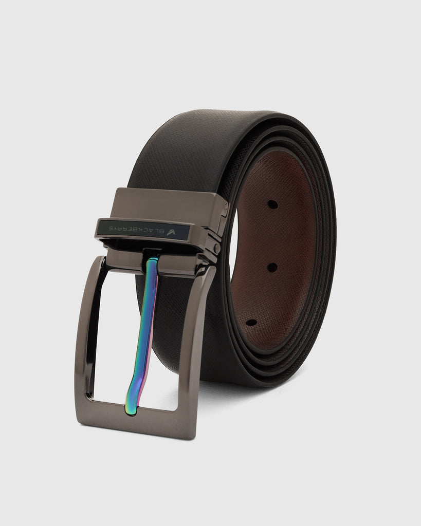 Leather Reversible Black & Brown Solid Belt - Urko