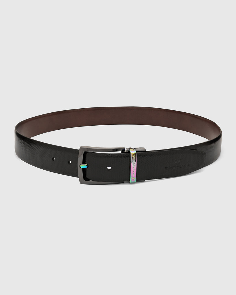 Leather Reversible Black & Brown Textured Belt - Ubaldo