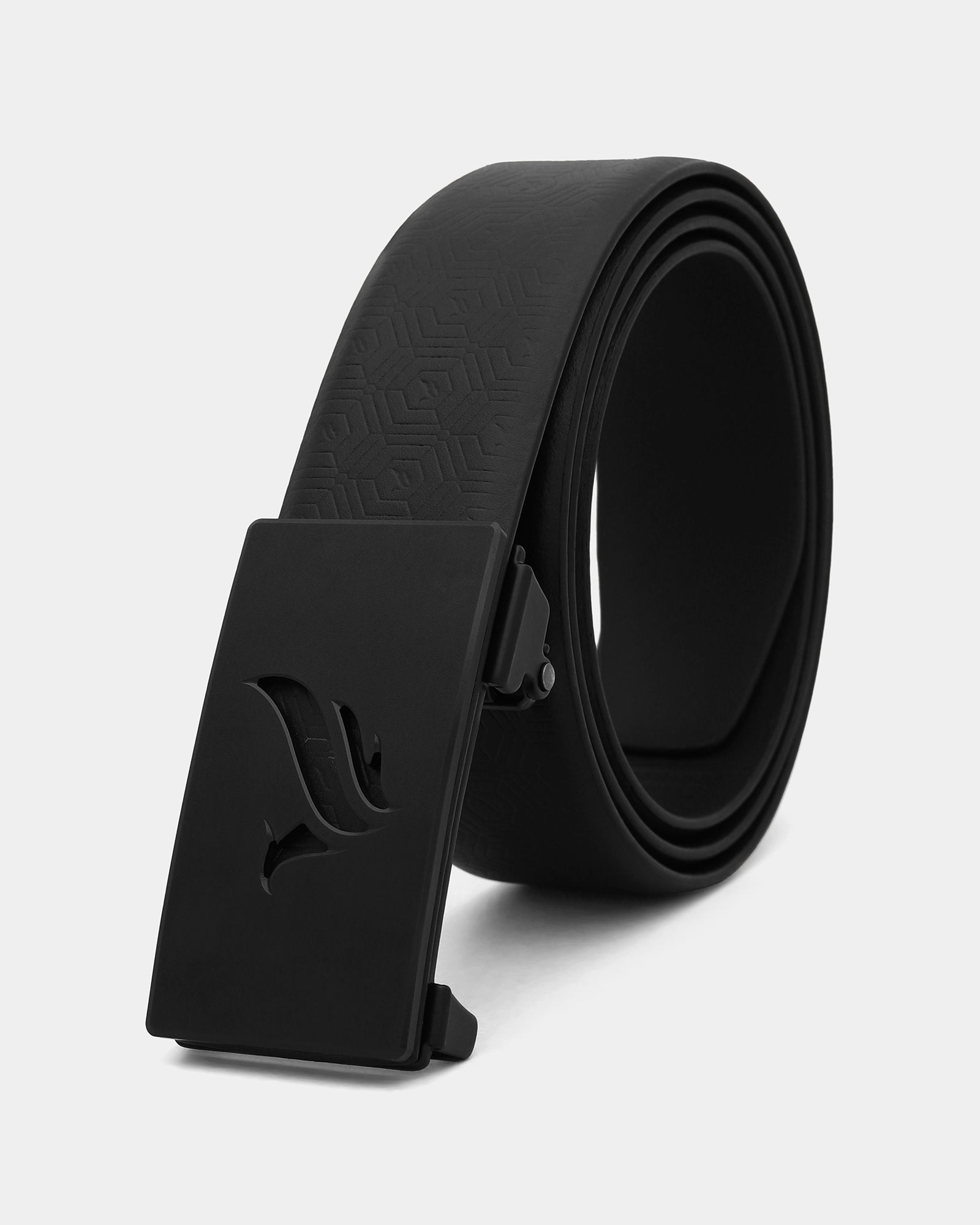 Leather Black Textured Belt - Adamellite