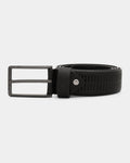 Leather Black Textured Belt - Adams