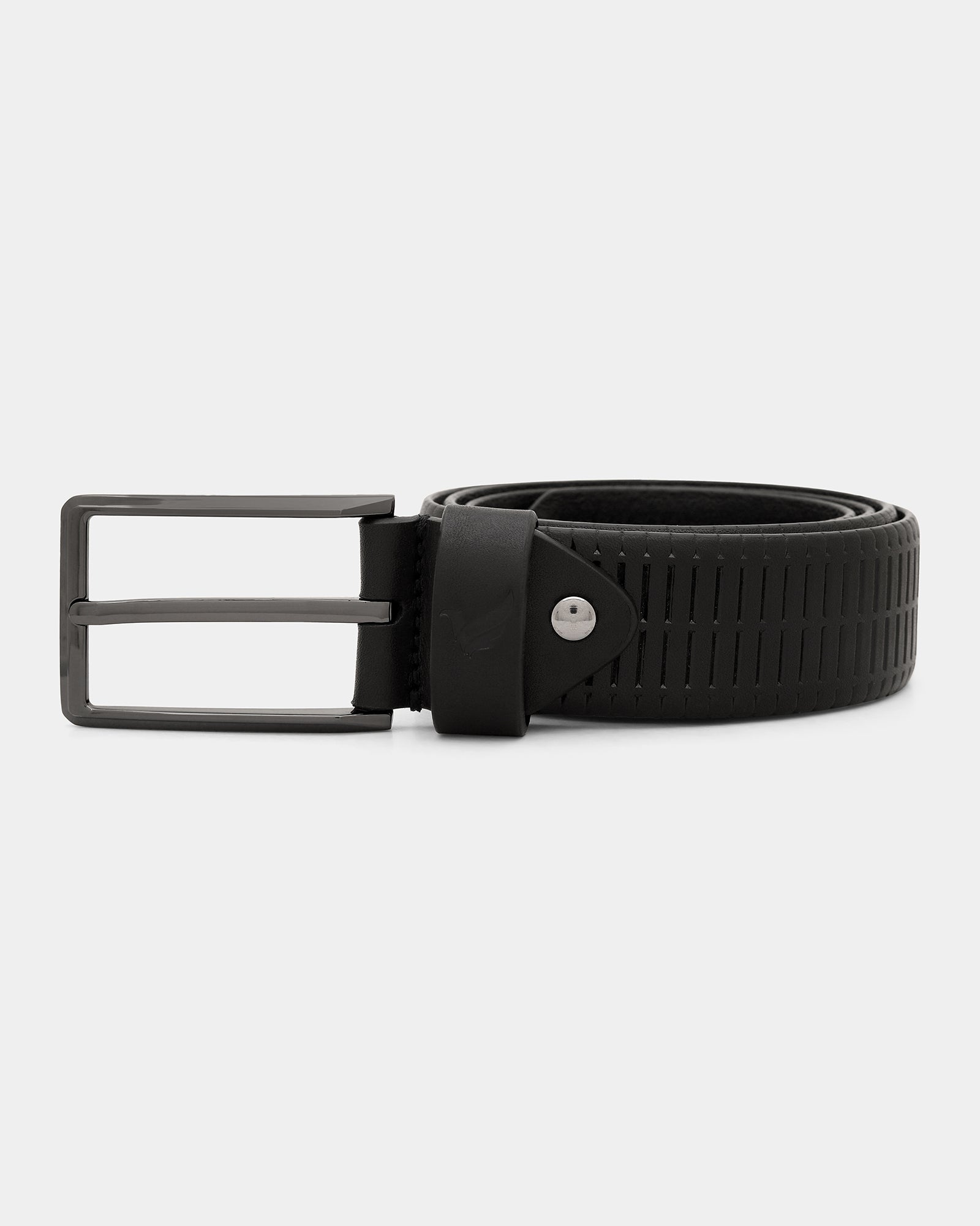 Leather Black Textured Belt - Adams