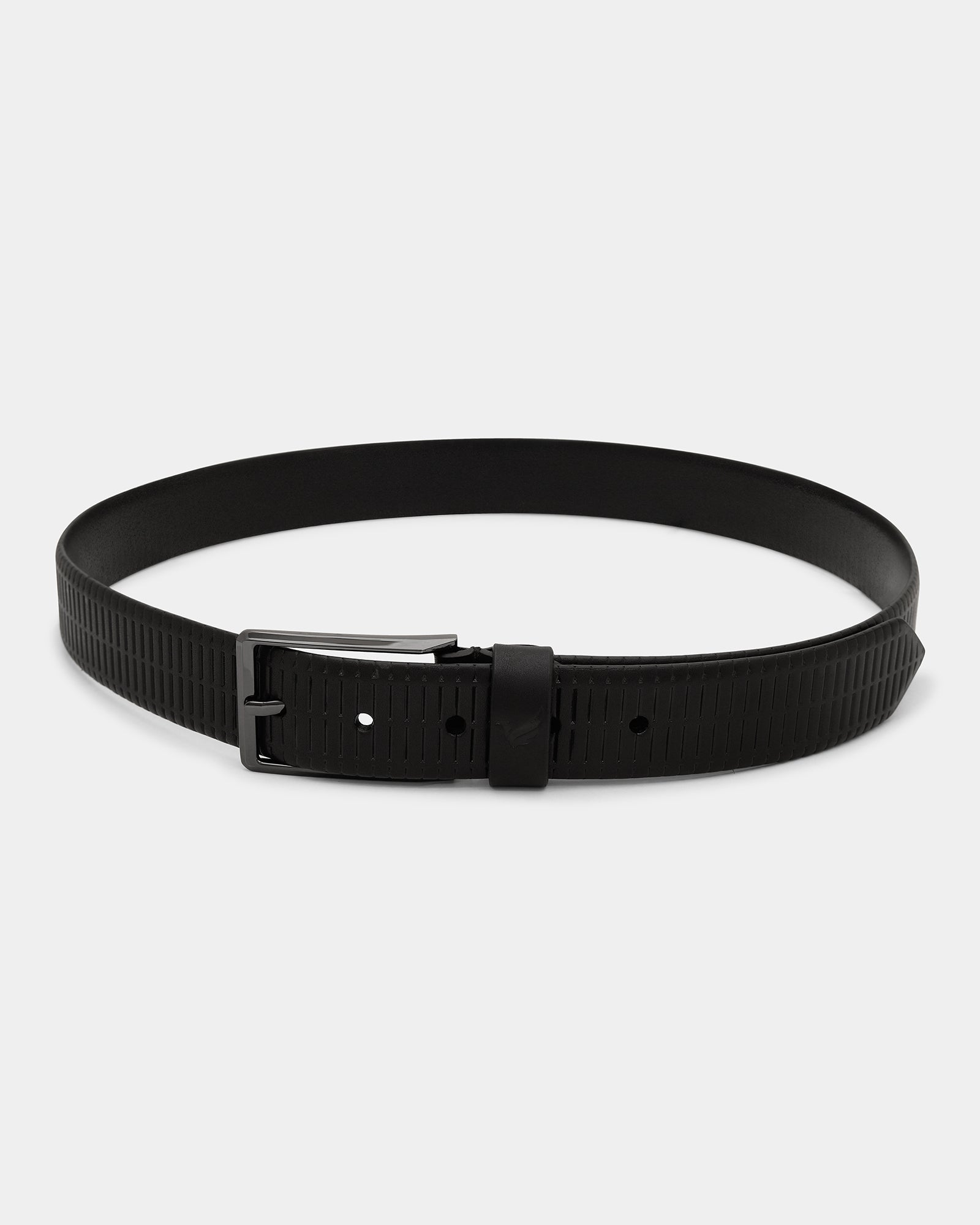 Leather Black Textured Belt - Adams