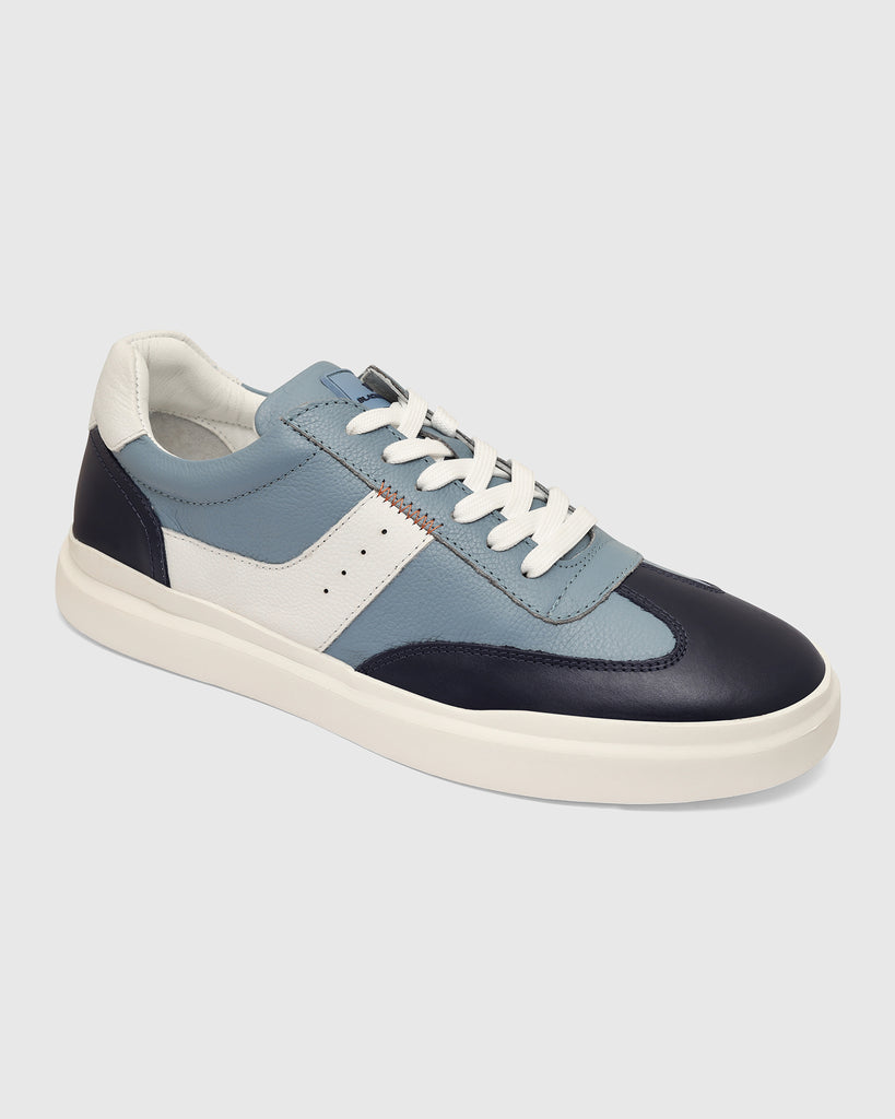 Leather Blue Solid Sneakers - Tammy