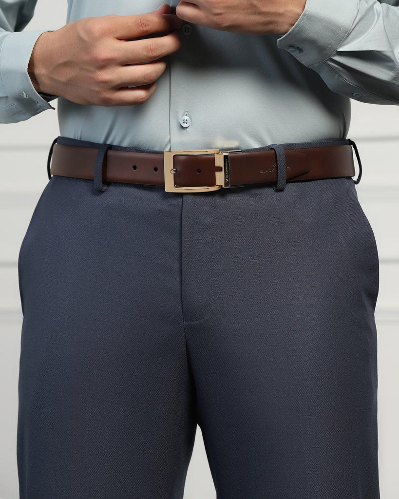 Leather Reversible Brown & Navy Solid Belt - Unna