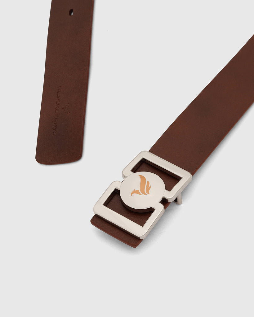 Leather Brown Solid Belt - Umiro