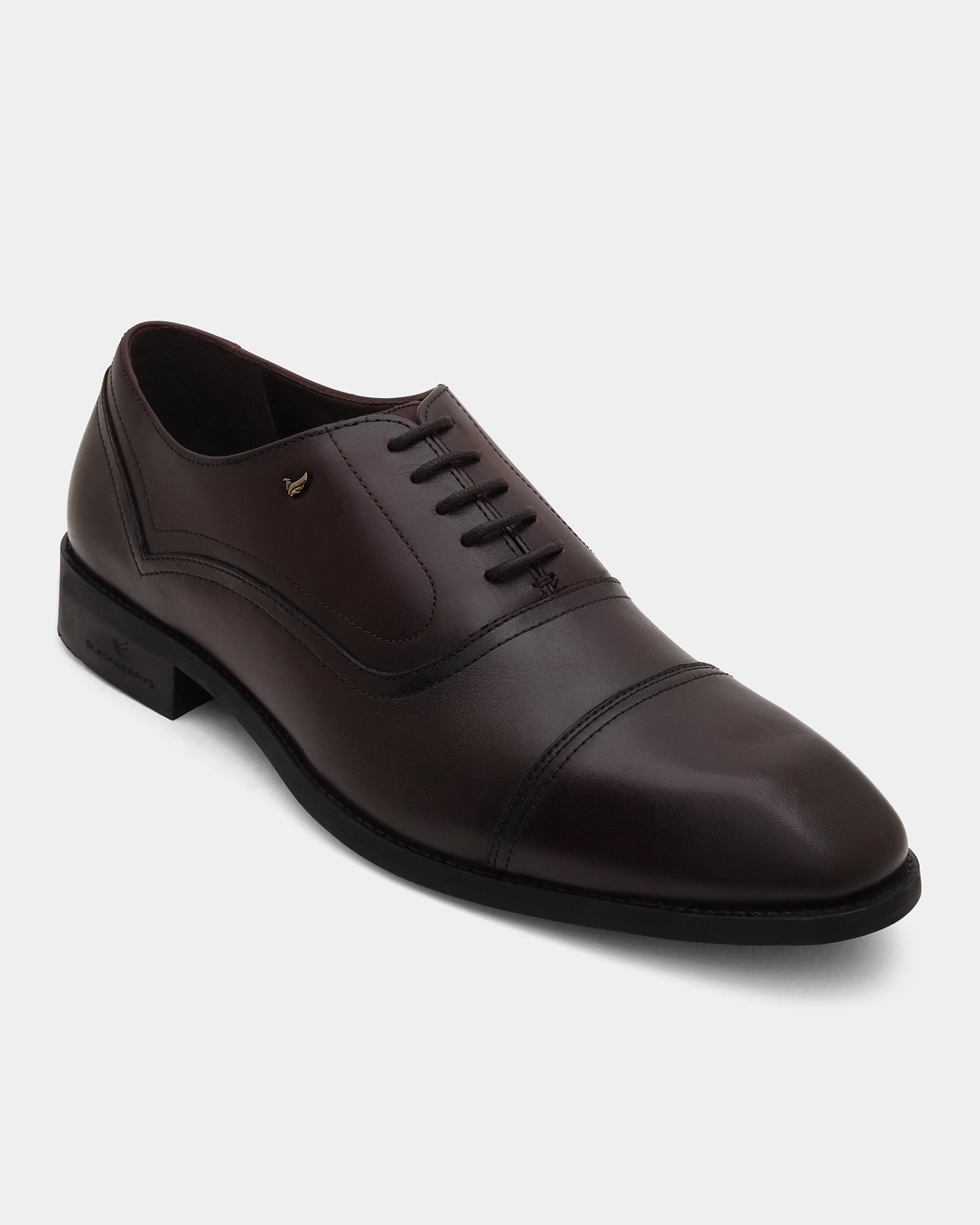 Leather Burgandy Solid Oxford Shoes- Antelope