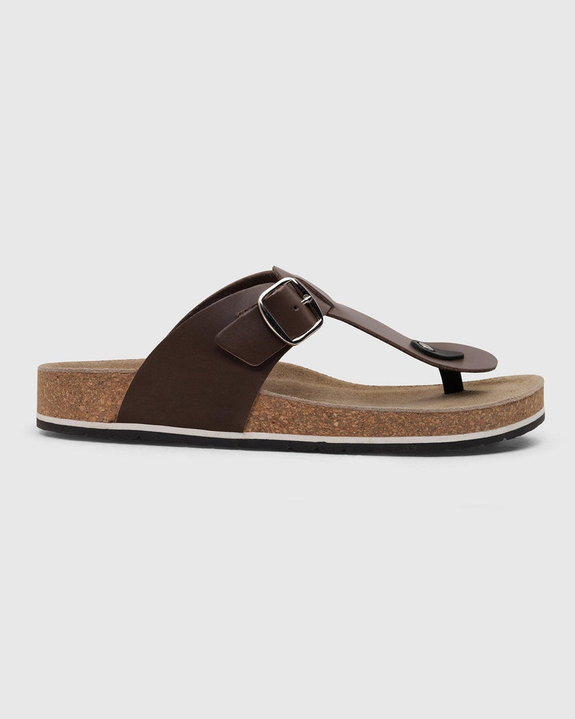 Leather Brown Solid Sandals - Sarmik