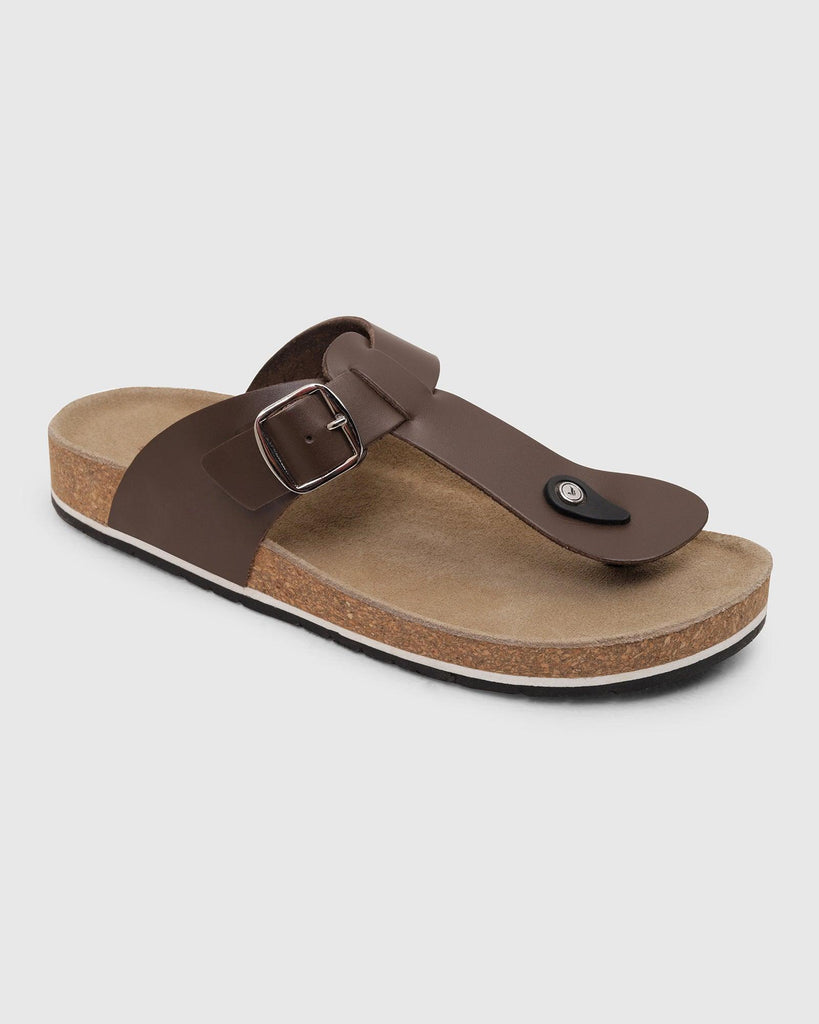 Leather Brown Solid Sandals - Sarmik